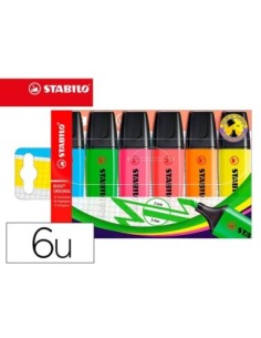 ROTULADOR STABILO BOSS FLUORESCENTE 70 ESTUCHE DE 6 UNIDADES COLORES SURTIDOS