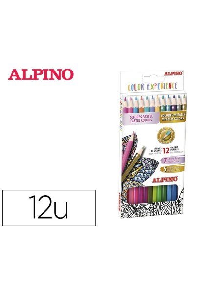 LAPICES DE COLORES ALPINO EXPERIENCE MINA PREMIUM 3,3 MM SPECIAL COLORS CAJA DE 12 COLORES SURTIDOS