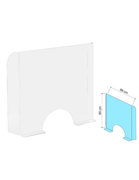 PANTALLA DE PROTECCION DE PIE PARA MOSTRADOR PREMIUM PPMA 4MM HERMETICO APERTURA 150 MM MEDIDAS 680X950 MM