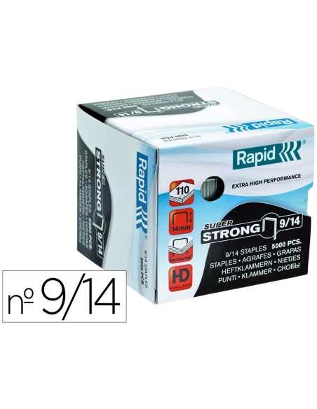 GRAPAS RAPID SUPER STRONG GALVANIZADAS N. 9/14 CAJA DE 5000 UNIDADES