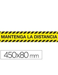 CINTA ADHESIVA DE SEÑALIZACION MANTENGA LA DISTANCIA DE SEGURIDAD PVC 165 MC 450X80 MM
