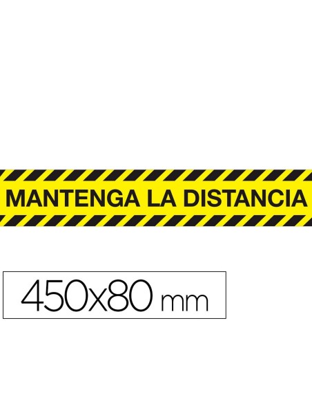 CINTA ADHESIVA DE SEÑALIZACION MANTENGA LA DISTANCIA DE SEGURIDAD PVC 165 MC 450X80 MM