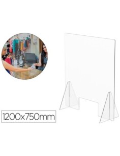 PANTALLA DE PROTECCION DE MESA PARA MOSTRADOR METACRILATO VENTANA 300 X 150 MM MEDIDAS 1200 X 750 MM