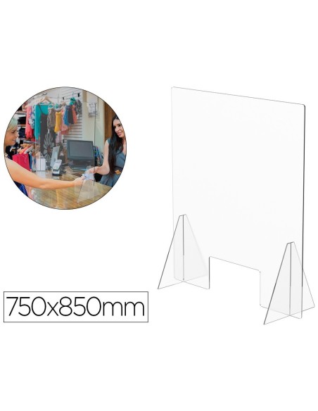 PANTALLA DE PROTECCION DE MESA PARA MOSTRADOR METACRILATO VENTANA 300 X 150 MM MEDIDAS 750 X 850 MM