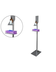 SOPORTE DE SUELO DISPENSADOR DE GEL Y GUANTES DE ACERO LAMINADO MEDIDAS 1460X300X390 MM COLOR GRIS