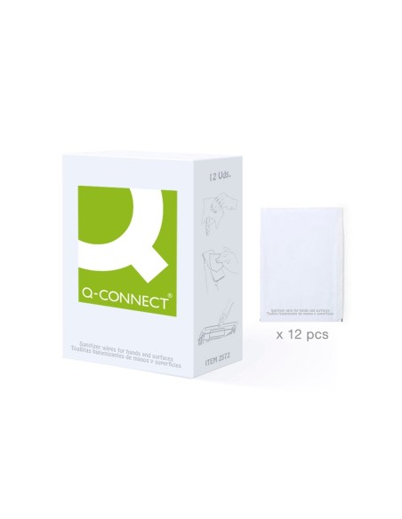 TOALLITA HIGIENIZANTE HIDROALCOHOLICAS PARA MANOS Q-CONNECT MONODOSIS CAJA DE 12UNIDADES