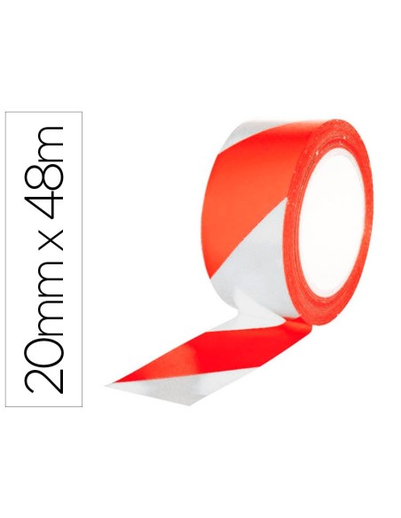 CINTA ADHESIVA Q-CONNECT DE SEGURIDAD BLANCA Y ROJA 20 MT X 48 MM