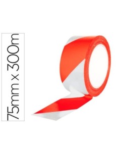 CINTA DE SEÑALIZACION Q-CONNECT NO ADHESIVA ROJO Y BLANCO 75 MM X 300 M