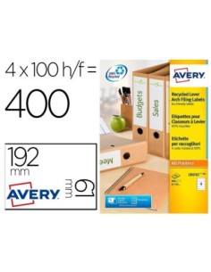 ETIQUETA ADHESIVA AVERY PAPEL BLANCO RECICLADO PARA ARCHIVADOR 192X61 MM LASER PACK DE 400 ETIQUETAS