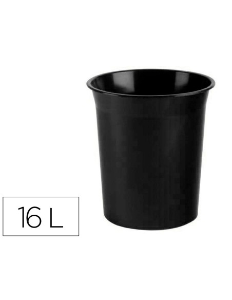 PAPELERA PLASTICO ARCHIVO 2000 ANTIMICROBIANA SANITIZED PLASTICO NEGRO 16 LITROS 290X310 MM