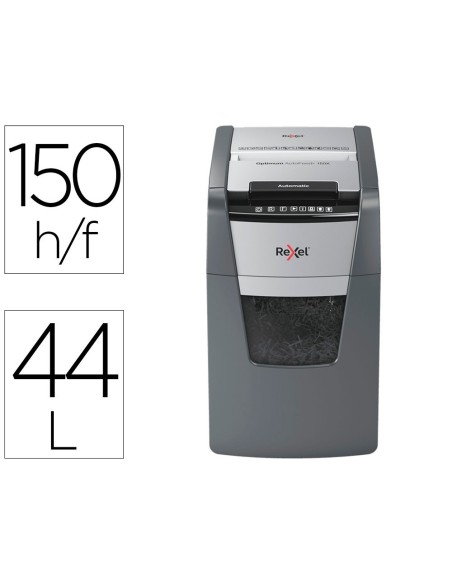 DESTRUCTORA DE DOCUMENTOS REXEL OPTIMUM AUTOFEDD+ 150X EU CAPACIDAD DE CORTE 150 HOJAS DESTRUYE GRAPAS Y CLIPS
