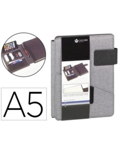CARPETA PORTAFOLIOS CARCHIVO VENTURE DIN A5 CON CUADERNO Y SOPORTE SMARTPHONE COLOR GRIS