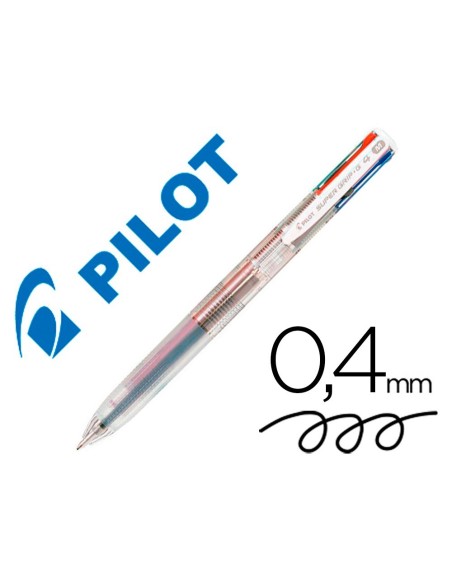 BOLIGRAFO PILOT SUPER GRIP G 4 COLORES RETRACTIL SUJECION DE CAUCHO TINTA BASE DE ACEITE CUERPO TRANSPARENTE