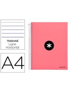 CUADERNO ESPIRAL LIDERPAPEL A4 MICRO ANTARTIK TAPA FORRADA 120H 100 GR HORIZONTAL 5 BANDA4 TALADORS COLOR CORAL