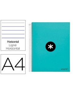 CUADERNO ESPIRAL LIDERPAPEL A4 MICRO ANTARTIK TAPA FORRADA 120H 100 GR HORIZONTAL 5 BANDA4 TALADORES COLOR MENTA