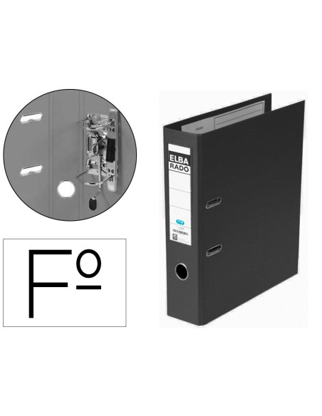 ARCHIVADOR DE PALANCA ELBA CHIC CARTON FORRADO PVC CON RADO FOLIO LOMO DE 80 MM NEGRO