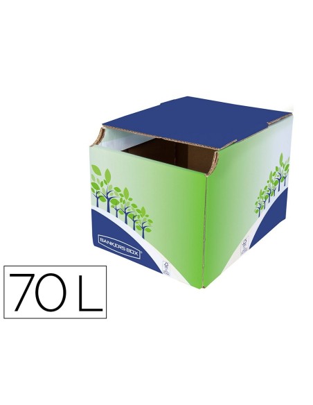 CONTENEDOR PAPELERA RECICLAJE FELLOWES SOBREMESA CARTON 100% RECICLADO MONTAJE MANUAL ENTRADA FRONTAL Y TAPA