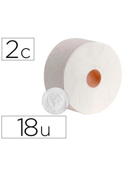 PAPEL HIGIENICO DAHI JUMBO 2 CAPAS CELULOSA BLANCA 140 MT MANDRIL 45 MM PACK DE 18 ROLLOS