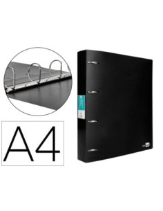 CARPETA LIDERPAPEL 4 ANILLAS 40 MM MIXTAS POLIPROPILENO DIN A4 NEGRO OPACO