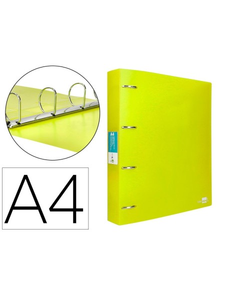 CARPETA LIDERPAPEL 4 ANILLAS MIXTAS 40 MM POLIPROPILENO DIN A4 AMARILLO FLUOR OPACO