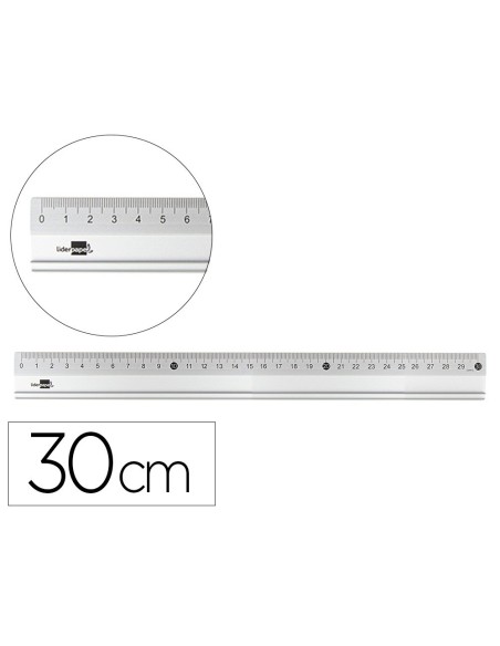 REGLA LIDERPAPEL METALICA ALUMINIO 30 CM