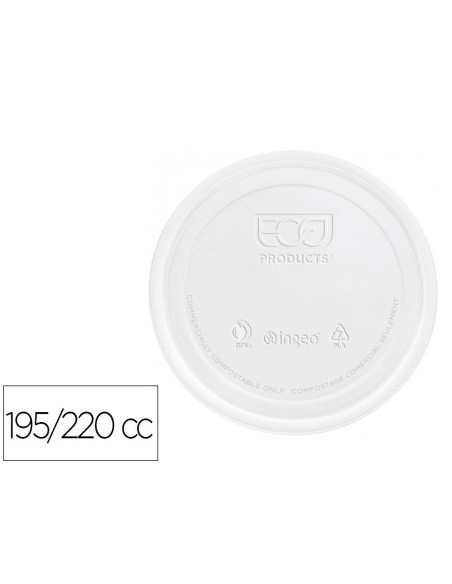 TAPA DE PLASTICO BIODEGRADABLE PARA VASO DE 195/220 CC PAQUETE DE 100 UNIDADES