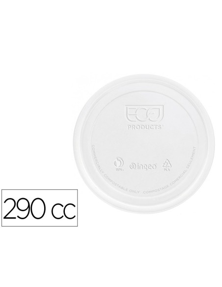 TAPA DE PLASTICO BIODEGRADABLE PARA VASO DE 290 CC PAQUETE DE 100 UNIDADES