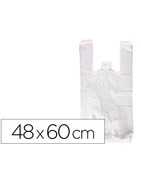 BOLSA CAMISETA RECICLADA 70% BLANCA 50 MC 48X60 CM APTA LEGISLACION DE BOLSAS 2021