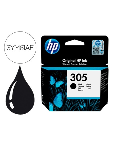 INK-JET HP 305 DESKJET 1210 / 1212 / 1255 / 2732 / 2752 / 4155 / 4158 ENVY 6020 / 6052 /6055 / 6420 NEGRO 120