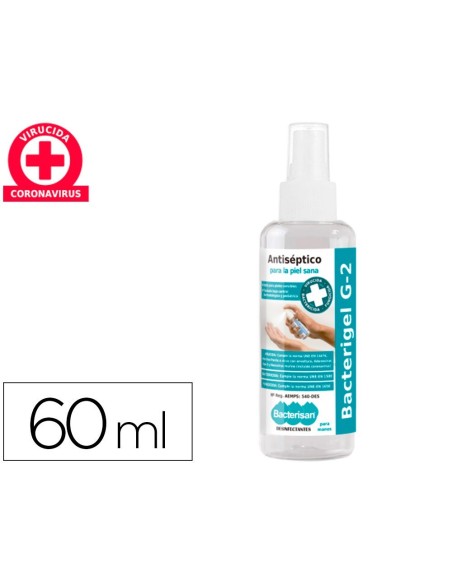 GEL HIDROALCOHOLICO ANTISEPTICO BACTERIGEL G5 PARA MANOS LIMPIA DESINFECTA SIN ACLARADO SPRAY DE 60 ML