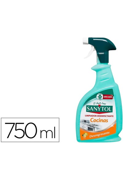 LIMPIADOR DESINFECTANTE SANYTOL PARA COCINAS CON PISTOLA PULVERIZADORA BOTE DE 750 ML